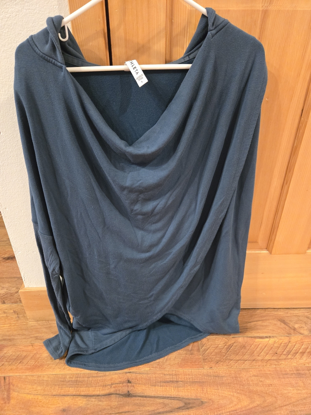 Athleta Deep Teal Draped Hoodie Pullover-Purana Wrap